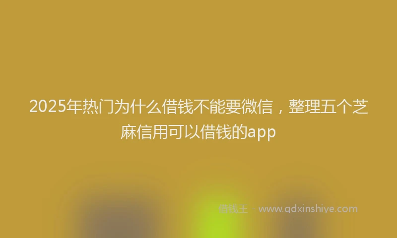 2025年热门为什么借钱不能要微信，整理五个芝麻信用可以借钱的app