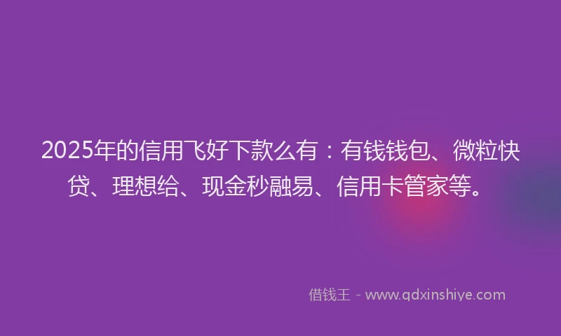 2025年的信用飞好下款么有：有钱钱包、微粒快贷、理想给、现金秒融易、信用卡管家等。
