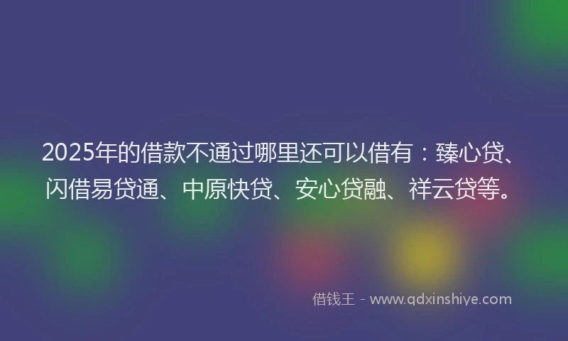 2025年的借款不通过哪里还可以借有：臻心贷、闪借易贷通、中原快贷、安心贷融、祥云贷等。