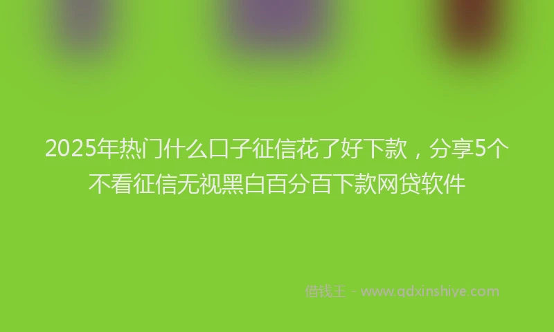 2025年热门什么口子征信花了好下款，分享5个不看征信无视黑白百分百下款网贷软件