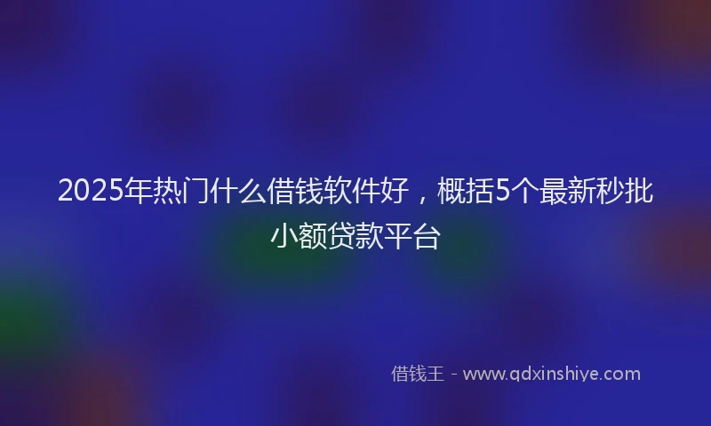 2025年热门什么借钱软件好，概括5个最新秒批小额贷款平台