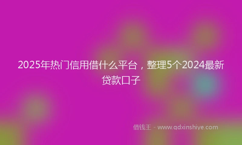 2025年热门信用借什么平台，整理5个2024最新贷款口子