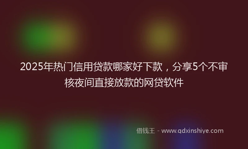 2025年热门信用贷款哪家好下款，分享5个不审核夜间直接放款的网贷软件