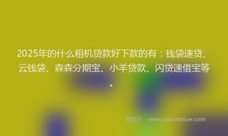 2025年的什么租机贷款好下款的有：钱袋速贷、云钱袋、森森分期宝、小羊贷款、闪贷速借宝等。