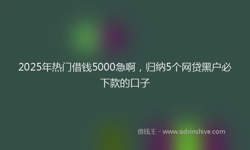 2025年热门借钱5000急啊，归纳5个网贷黑户必下款的口子