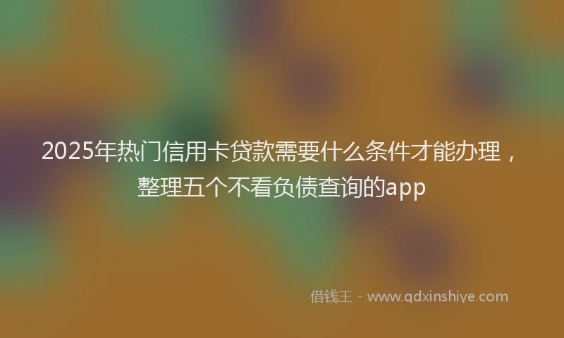 2025年热门信用卡贷款需要什么条件才能办理，整理五个不看负债查询的app
