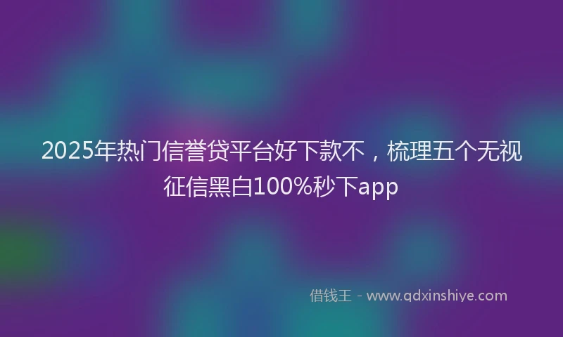 2025年热门信誉贷平台好下款不，梳理五个无视征信黑白100%秒下app