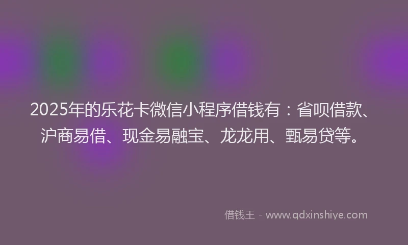 2025年的乐花卡微信小程序借钱有：省呗借款、沪商易借、现金易融宝、龙龙用、甄易贷等。