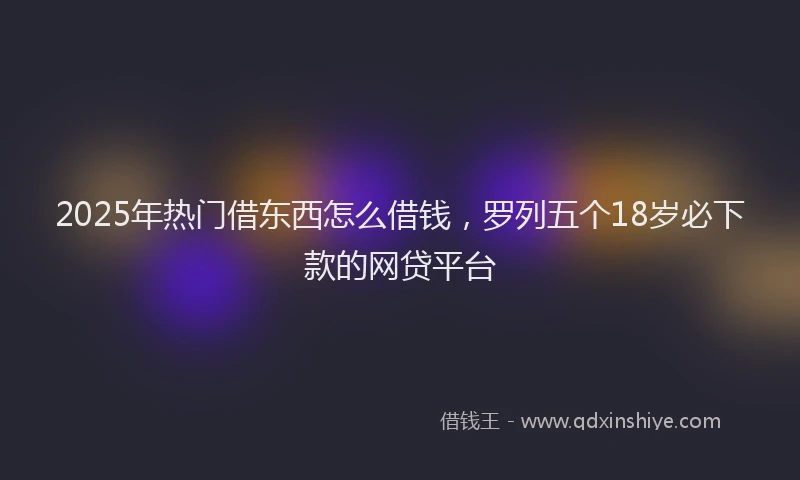 2025年热门借东西怎么借钱，罗列五个18岁必下款的网贷平台
