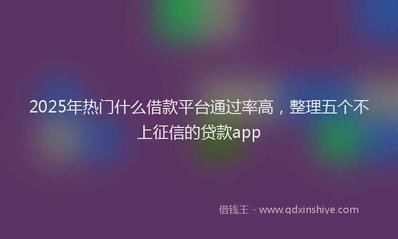 2025年热门什么借款平台通过率高，整理五个不上征信的贷款app