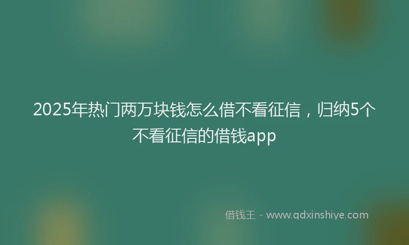 2025年热门两万块钱怎么借不看征信，归纳5个不看征信的借钱app