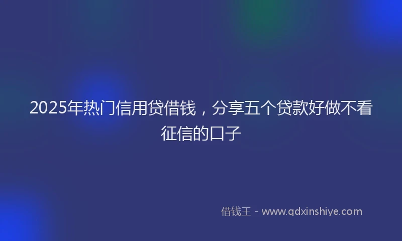 2025年热门信用贷借钱，分享五个贷款好做不看征信的口子