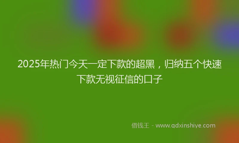 2025年热门今天一定下款的超黑，归纳五个快速下款无视征信的口子