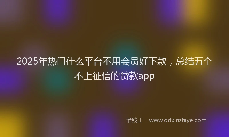 2025年热门什么平台不用会员好下款，总结五个不上征信的贷款app