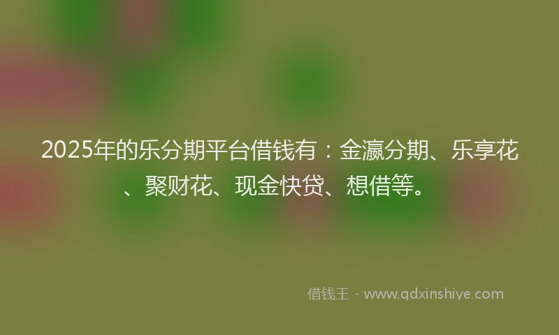 2025年的乐分期平台借钱有：金瀛分期、乐享花、聚财花、现金快贷、想借等。