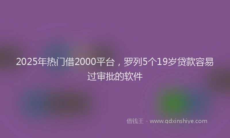 2025年热门借2000平台，罗列5个19岁贷款容易过审批的软件