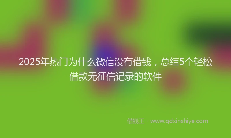 2025年热门为什么微信没有借钱，总结5个轻松借款无征信记录的软件