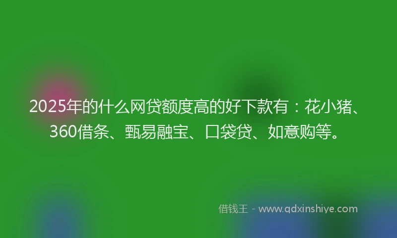 2025年的什么网贷额度高的好下款有：花小猪、360借条、甄易融宝、口袋贷、如意购等。