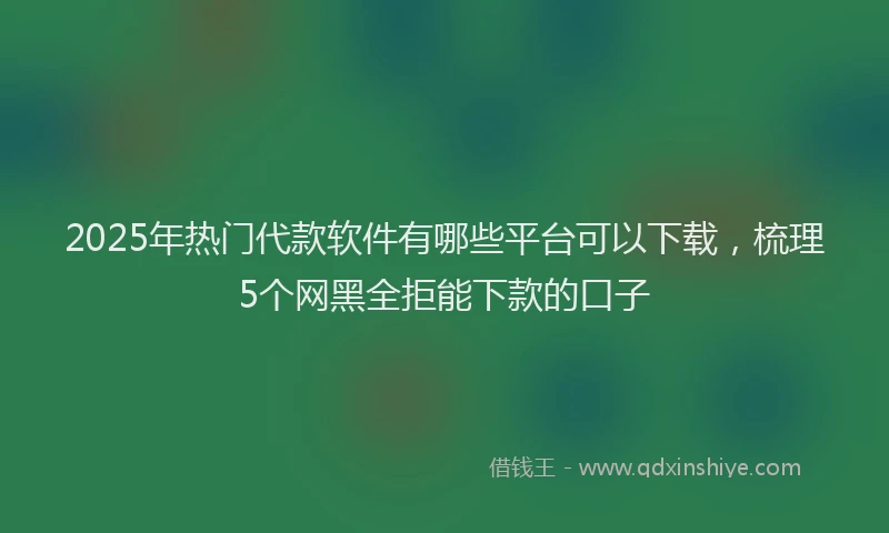 2025年热门代款软件有哪些平台可以下载，梳理5个网黑全拒能下款的口子