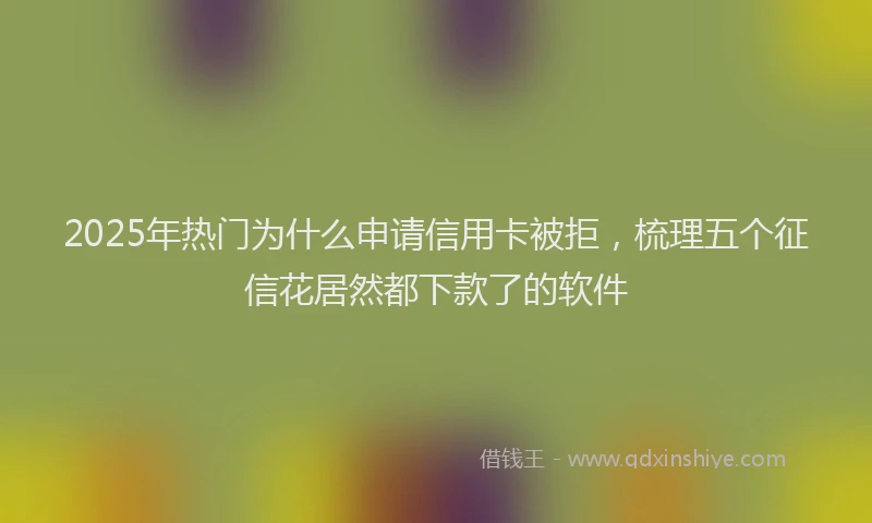 2025年热门为什么申请信用卡被拒，梳理五个征信花居然都下款了的软件