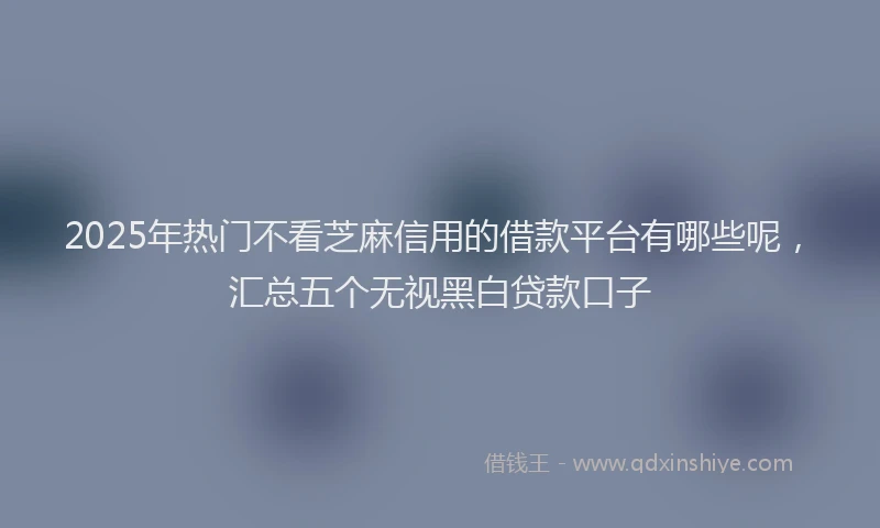 2025年热门不看芝麻信用的借款平台有哪些呢，汇总五个无视黑白贷款口子