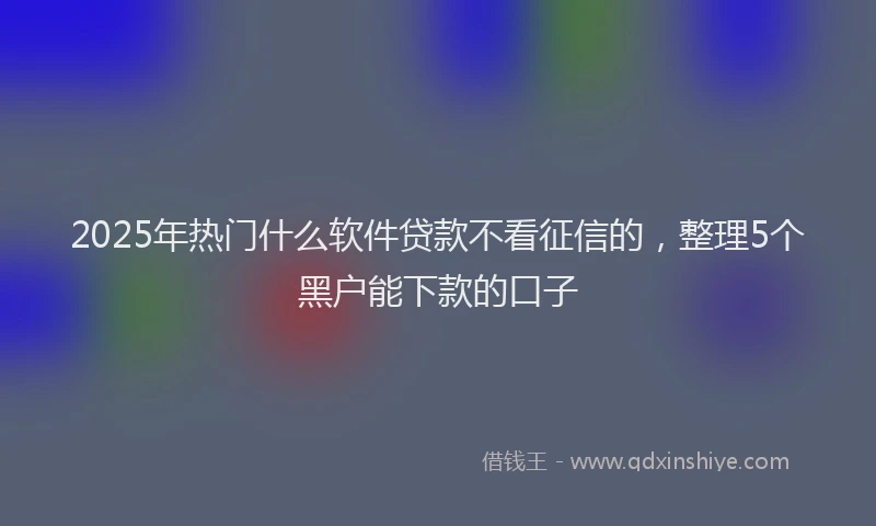 2025年热门什么软件贷款不看征信的，整理5个黑户能下款的口子