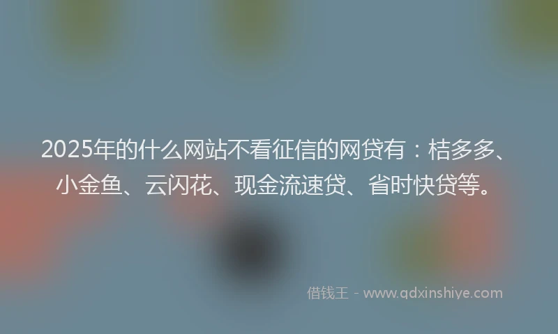 2025年的什么网站不看征信的网贷有：桔多多、小金鱼、云闪花、现金流速贷、省时快贷等。
