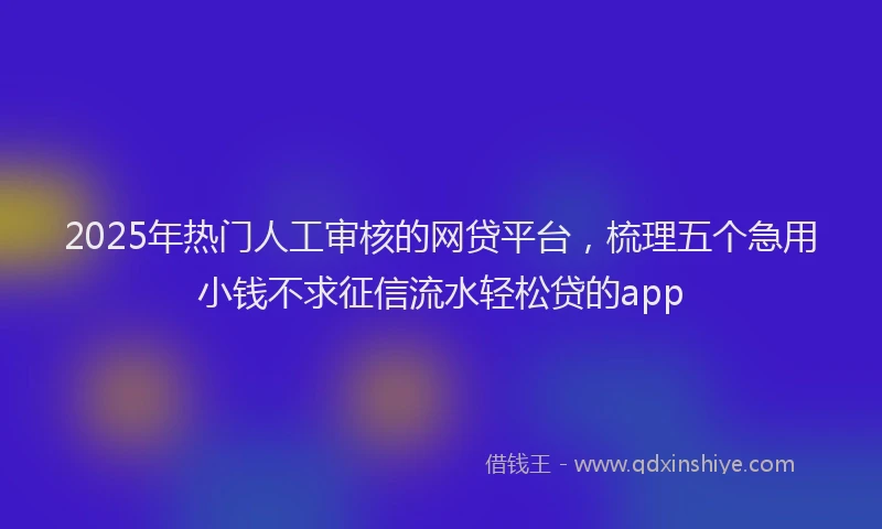 2025年热门人工审核的网贷平台，梳理五个急用小钱不求征信流水轻松贷的app