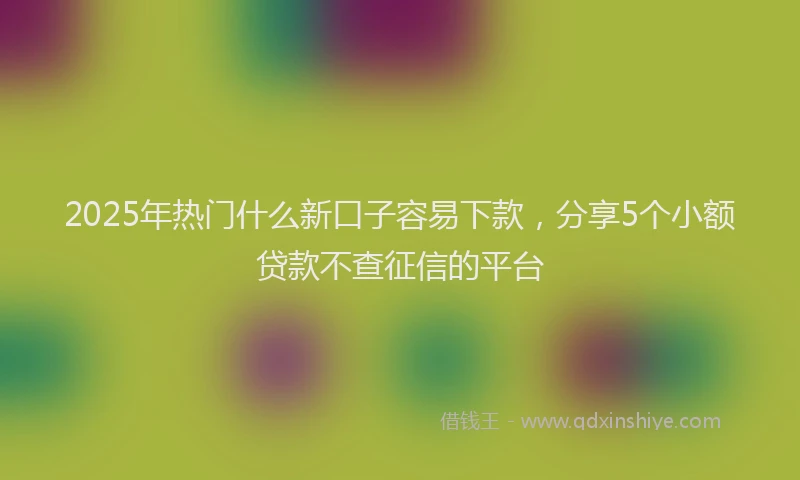 2025年热门什么新口子容易下款，分享5个小额贷款不查征信的平台