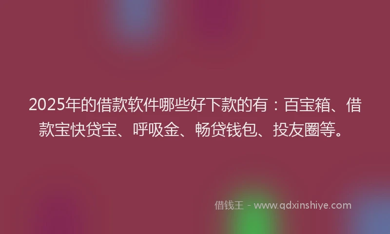 2025年的借款软件哪些好下款的有：百宝箱、借款宝快贷宝、呼吸金、畅贷钱包、投友圈等。