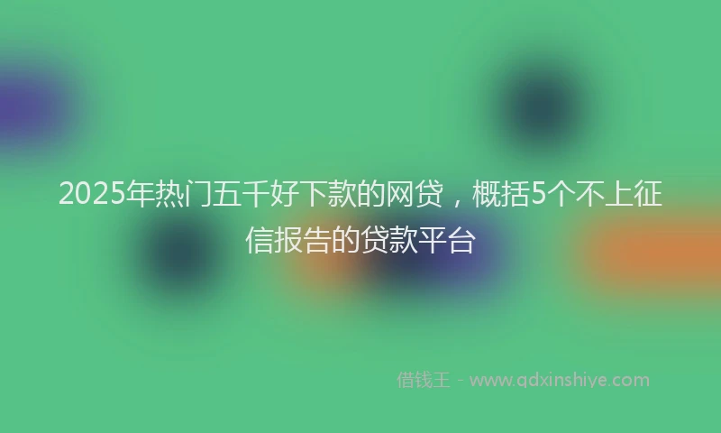 2025年热门五千好下款的网贷，概括5个不上征信报告的贷款平台