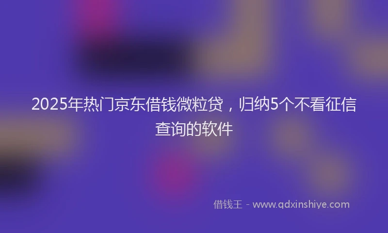 2025年热门京东借钱微粒贷，归纳5个不看征信查询的软件
