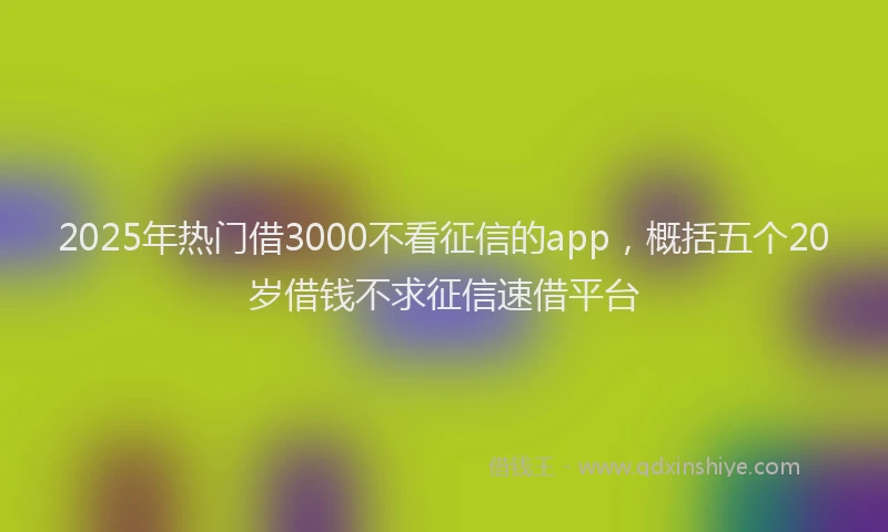 2025年热门借3000不看征信的app，概括五个20岁借钱不求征信速借平台