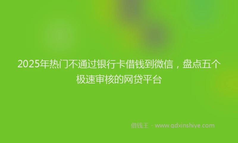 2025年热门不通过银行卡借钱到微信，盘点五个极速审核的网贷平台