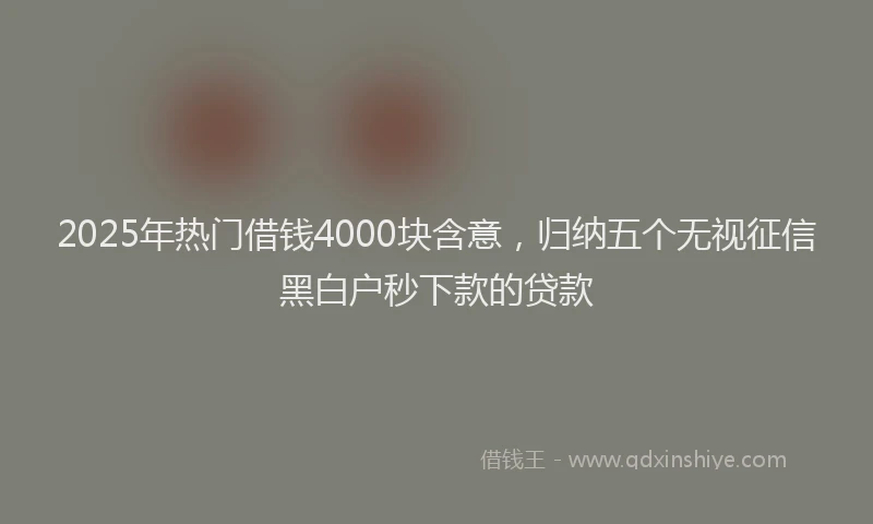 2025年热门借钱4000块含意，归纳五个无视征信黑白户秒下款的贷款
