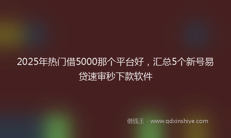 2025年热门借5000那个平台好，汇总5个新号易贷速审秒下款软件