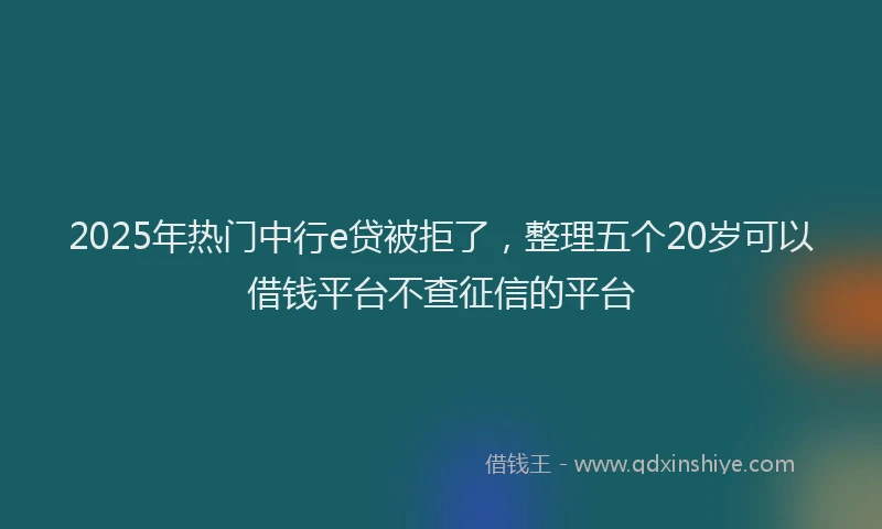 2025年热门中行e贷被拒了，整理五个20岁可以借钱平台不查征信的平台