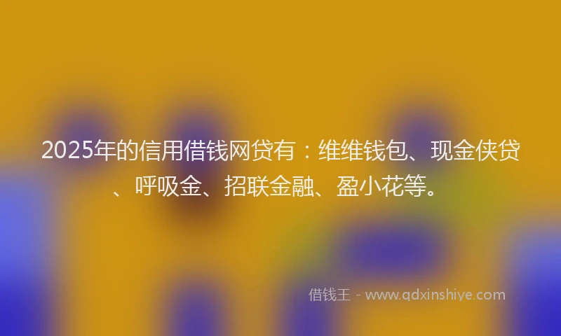 2025年的信用借钱网贷有：维维钱包、现金侠贷、呼吸金、招联金融、盈小花等。