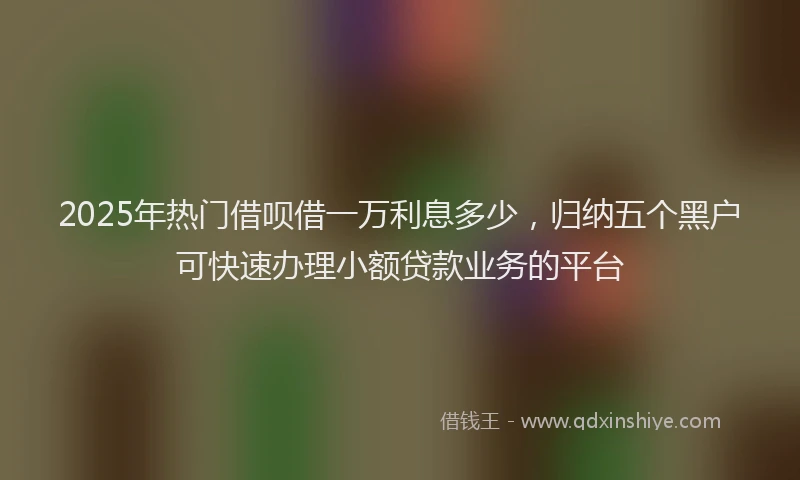 2025年热门借呗借一万利息多少，归纳五个黑户可快速办理小额贷款业务的平台