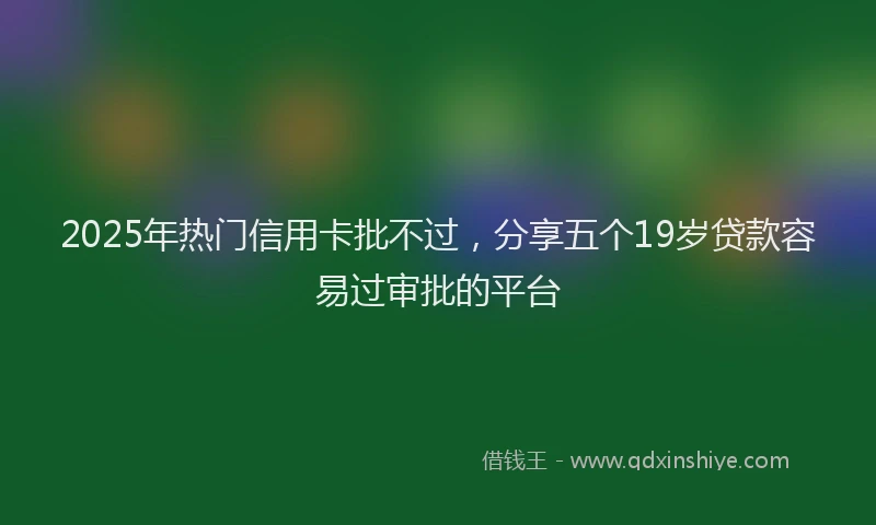 2025年热门信用卡批不过，分享五个19岁贷款容易过审批的平台