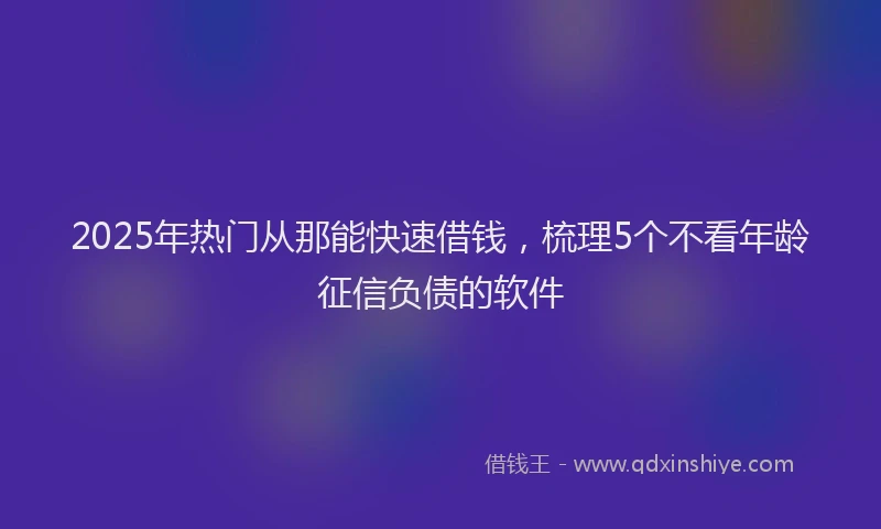 2025年热门从那能快速借钱，梳理5个不看年龄征信负债的软件