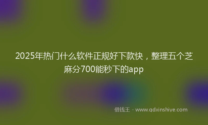 2025年热门什么软件正规好下款快，整理五个芝麻分700能秒下的app
