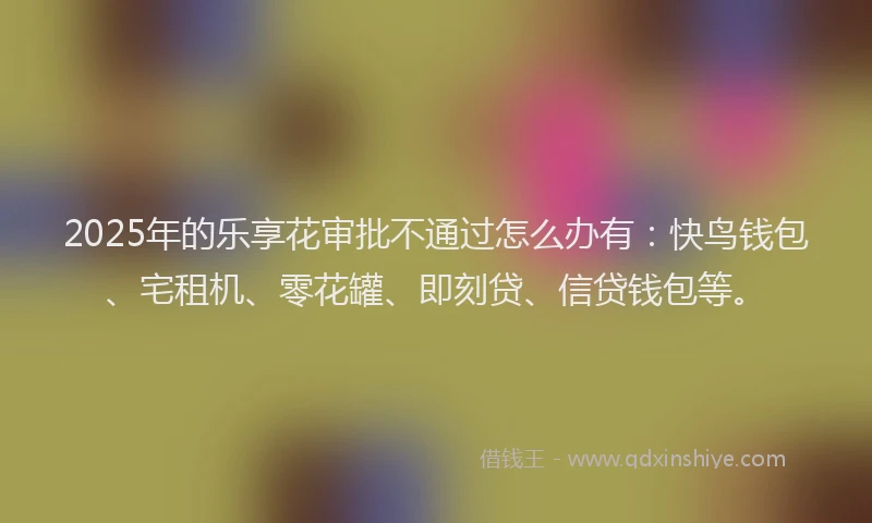 2025年的乐享花审批不通过怎么办有：快鸟钱包、宅租机、零花罐、即刻贷、信贷钱包等。