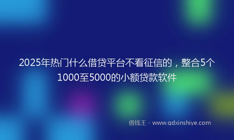 2025年热门什么借贷平台不看征信的，整合5个1000至5000的小额贷款软件