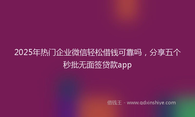 2025年热门企业微信轻松借钱可靠吗，分享五个秒批无面签贷款app