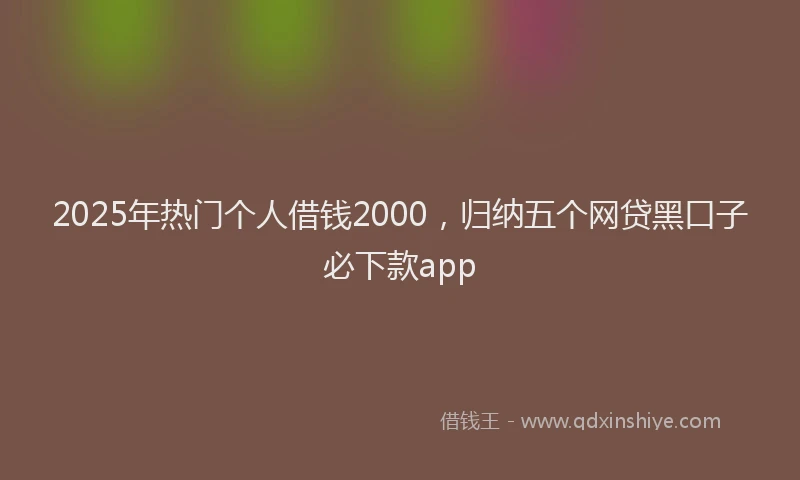 2025年热门个人借钱2000，归纳五个网贷黑口子必下款app