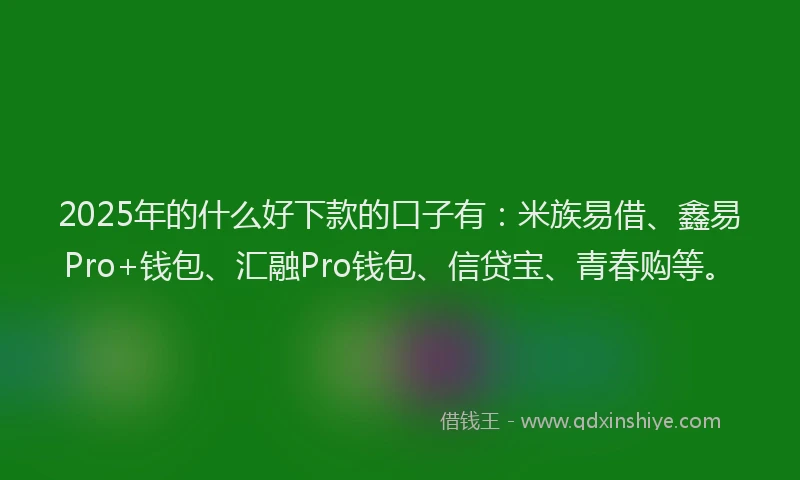 2025年的什么好下款的口子有：米族易借、鑫易Pro+钱包、汇融Pro钱包、信贷宝、青春购等。