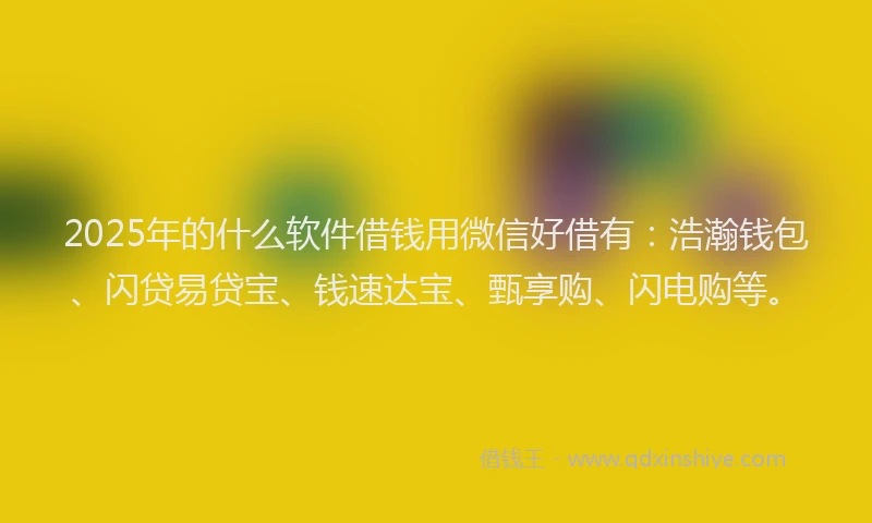 2025年的什么软件借钱用微信好借有：浩瀚钱包、闪贷易贷宝、钱速达宝、甄享购、闪电购等。
