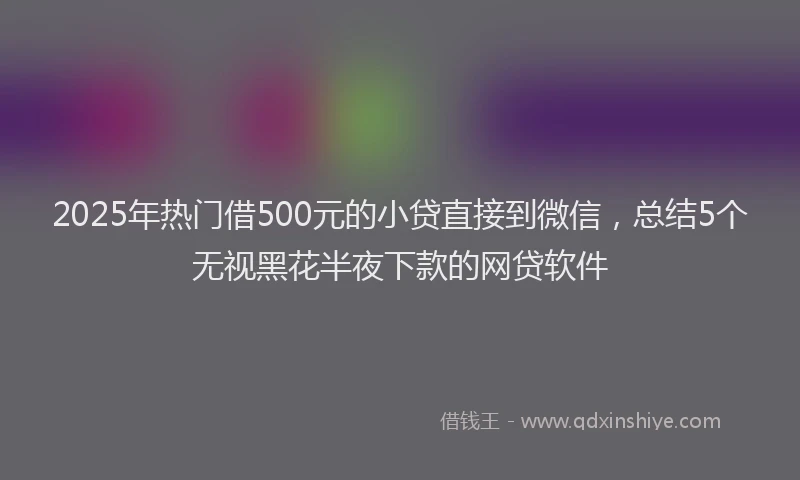 2025年热门借500元的小贷直接到微信，总结5个无视黑花半夜下款的网贷软件