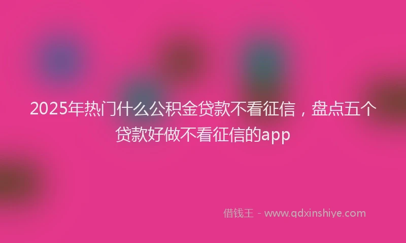 2025年热门什么公积金贷款不看征信，盘点五个贷款好做不看征信的app